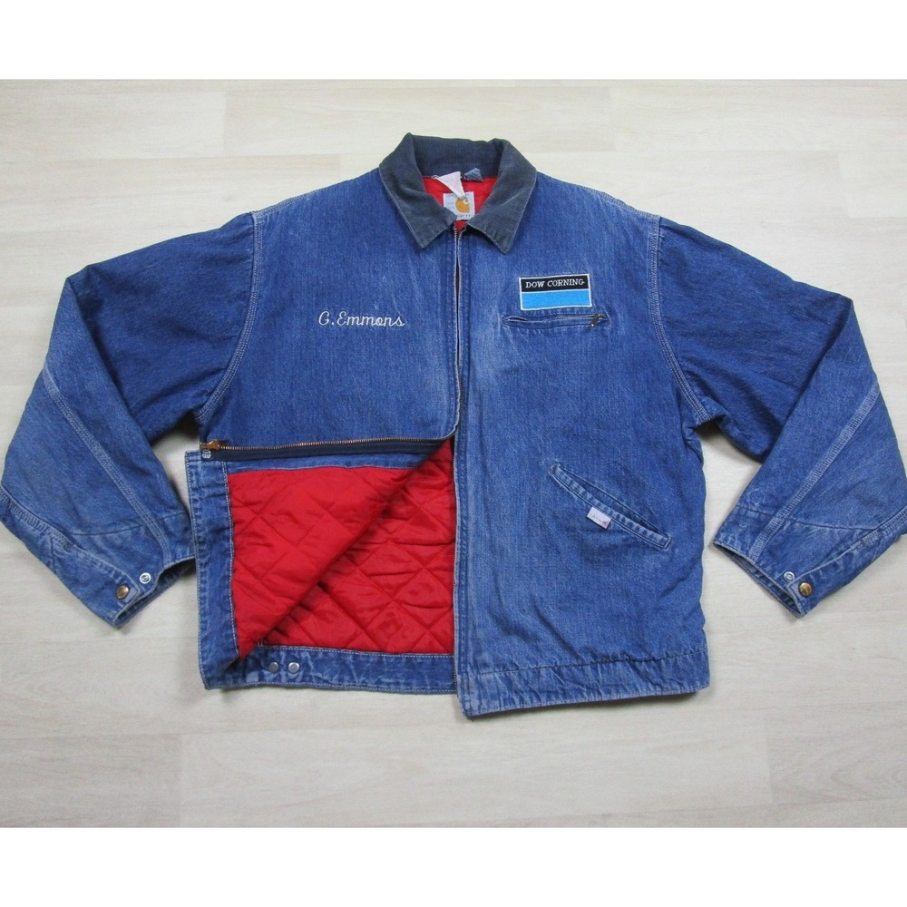 Vintage 80s Carhartt 100 Years Denim Detroit Jacket (M/L) 8QLJ Chain Stitch USA